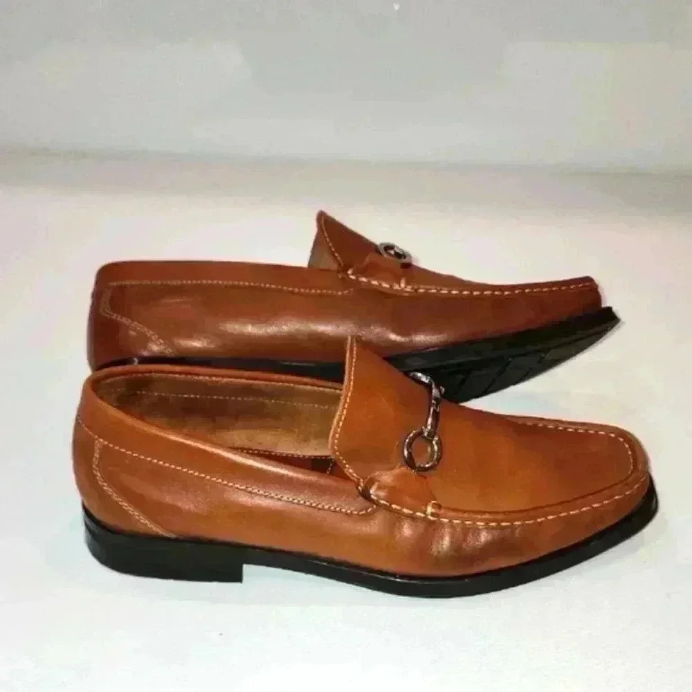 Sandrino Cordoba Men's Brown Leather Bit Loafers - Size 11D